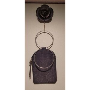 NWOT Silver Glitter Wristlet Clutch w/ Dual Ring Handle